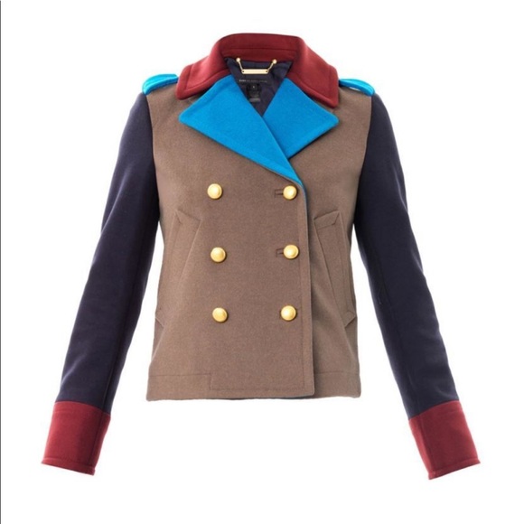 Marc by Marc Jacobs Nicoletta Color Block Pea Coat - Picture 1 of 10